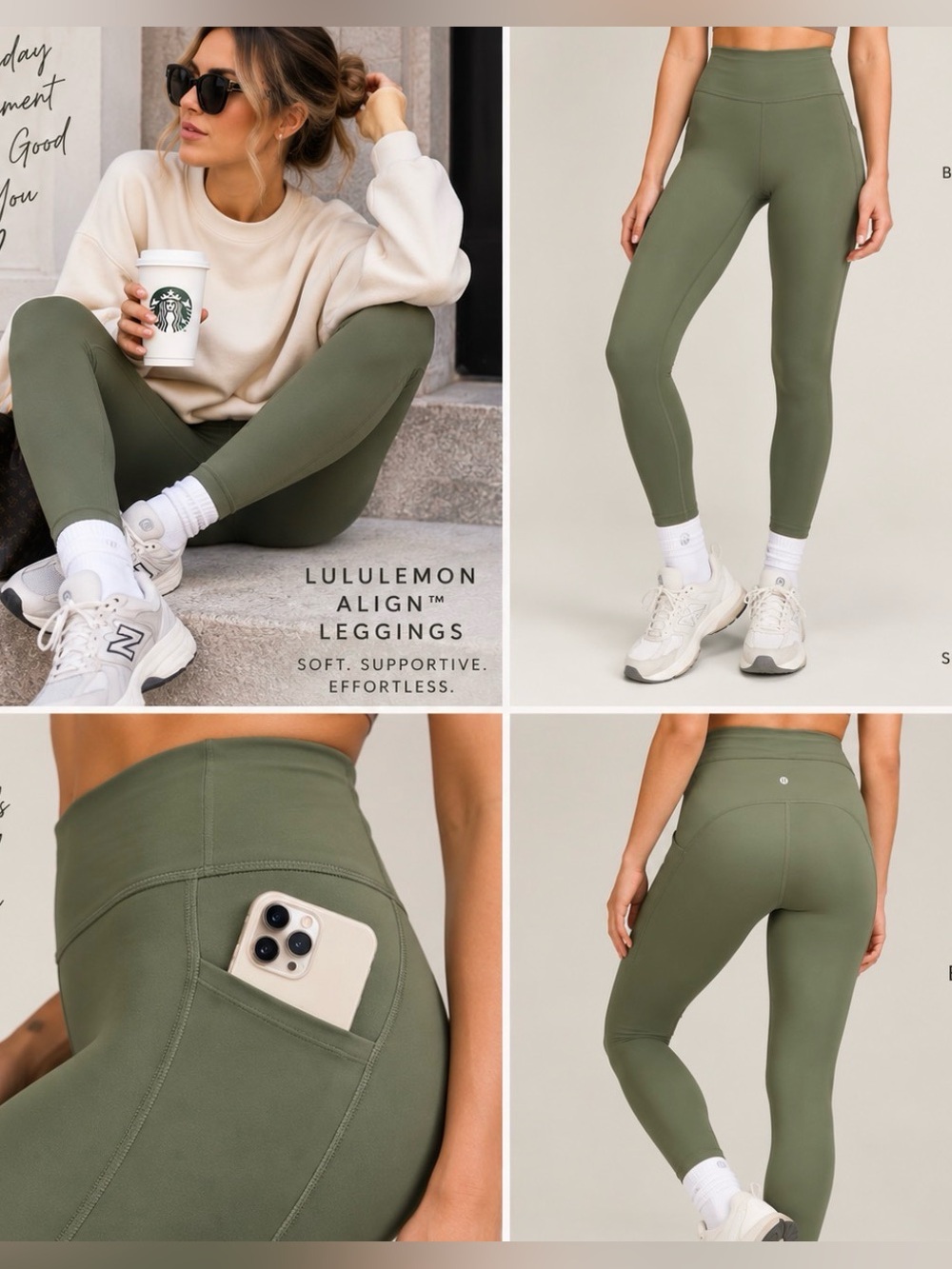🔥LULULEMON OLiVE GREEN Sz 4  High-Rise Leggings PHONE POCKETS Pristine PriceFirm